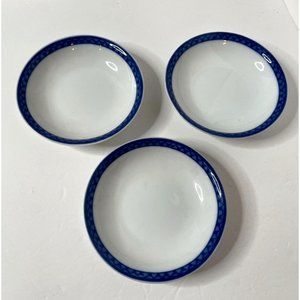 Williams Sonoma Contemporary Blue Rim Small Bowl  3 Piece Lot Retired